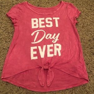 Super soft, super cute, Justice T-shirt with tie bottom